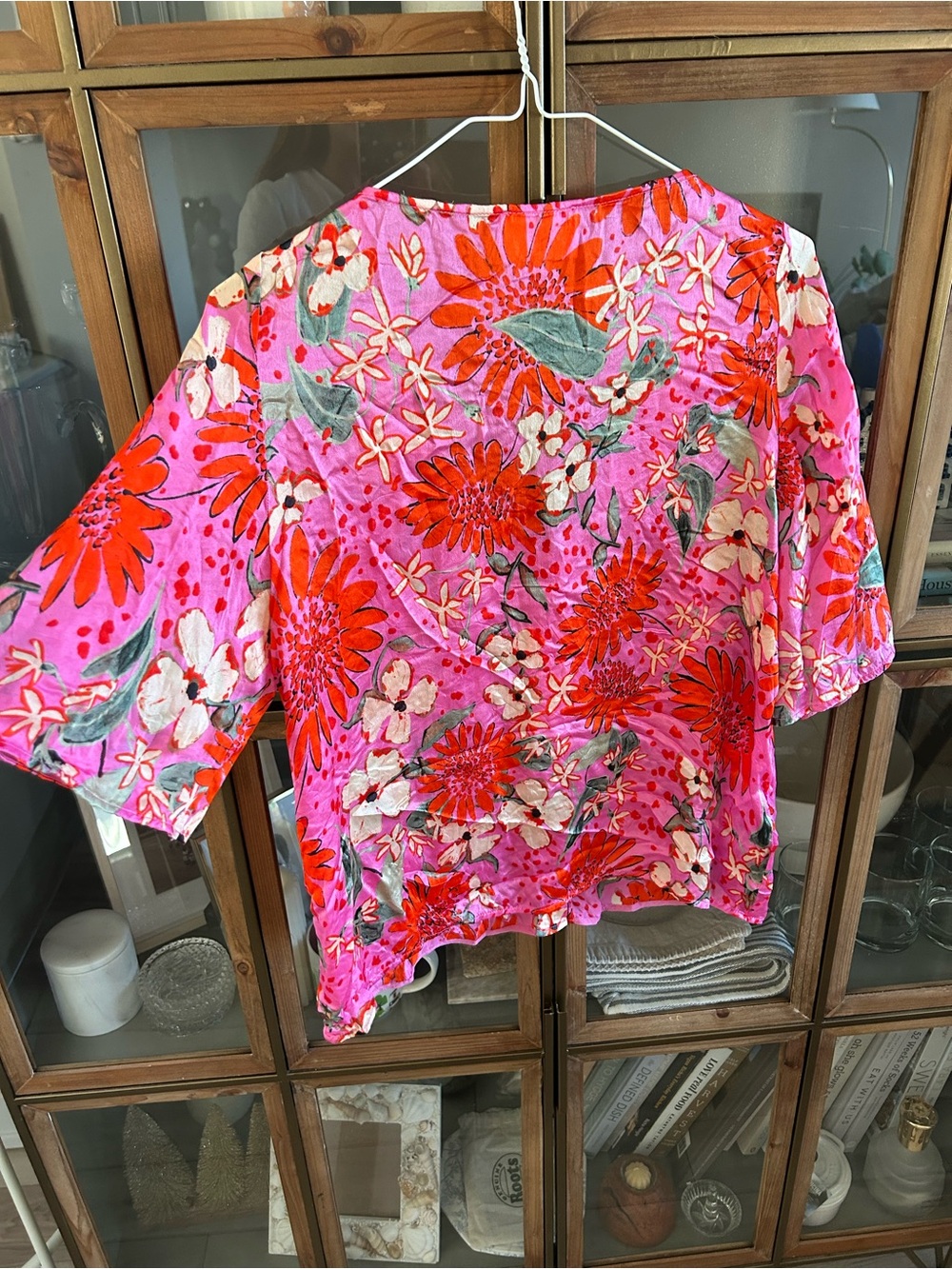 Sézane 100% Silk Pink Floral V-Neck Women's Blouse - Picture 11 of 14